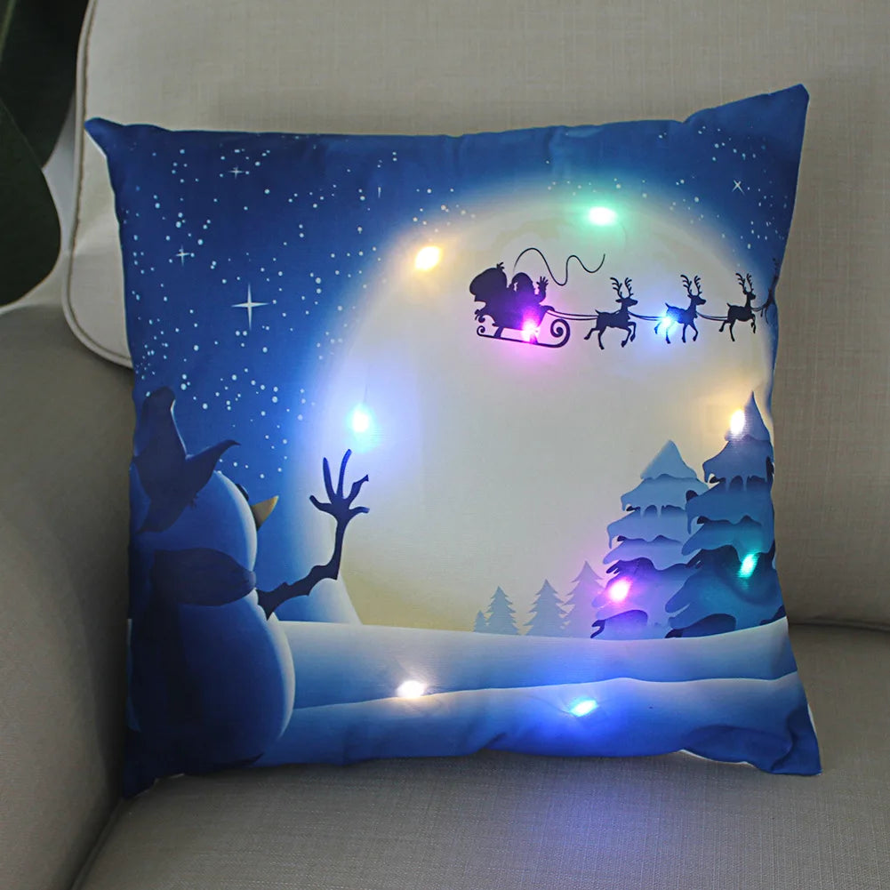 Weihnachtskissen mit LED-Licht – Kissenbezug 45x45 cm