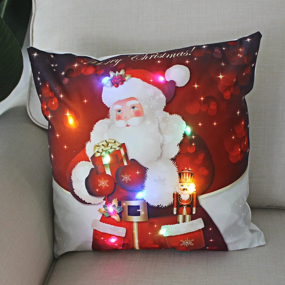 Weihnachtskissen mit LED-Licht – Kissenbezug 45x45 cm