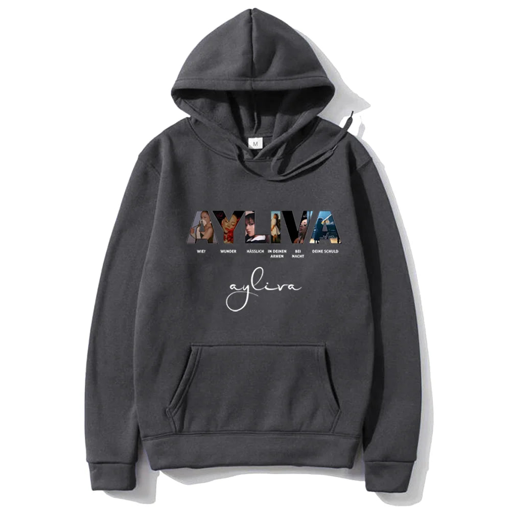 Ayliva Concert Tour 2025, Vintage-bedruckter Kapuzenpullover für Herren und Damen, Streetwear, Fleece-Sweatshirts, modische, langärmlige, übergroße Pullover