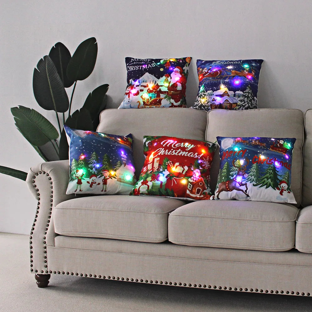 Weihnachtskissen mit LED-Licht – Kissenbezug 45x45 cm