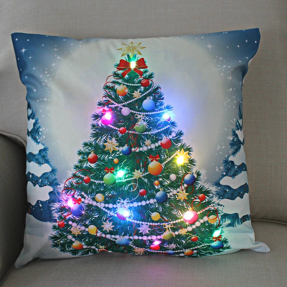 Weihnachtskissen mit LED-Licht – Kissenbezug 45x45 cm
