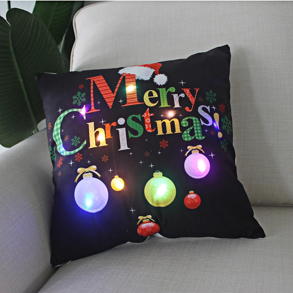 Weihnachtskissen mit LED-Licht – Kissenbezug 45x45 cm