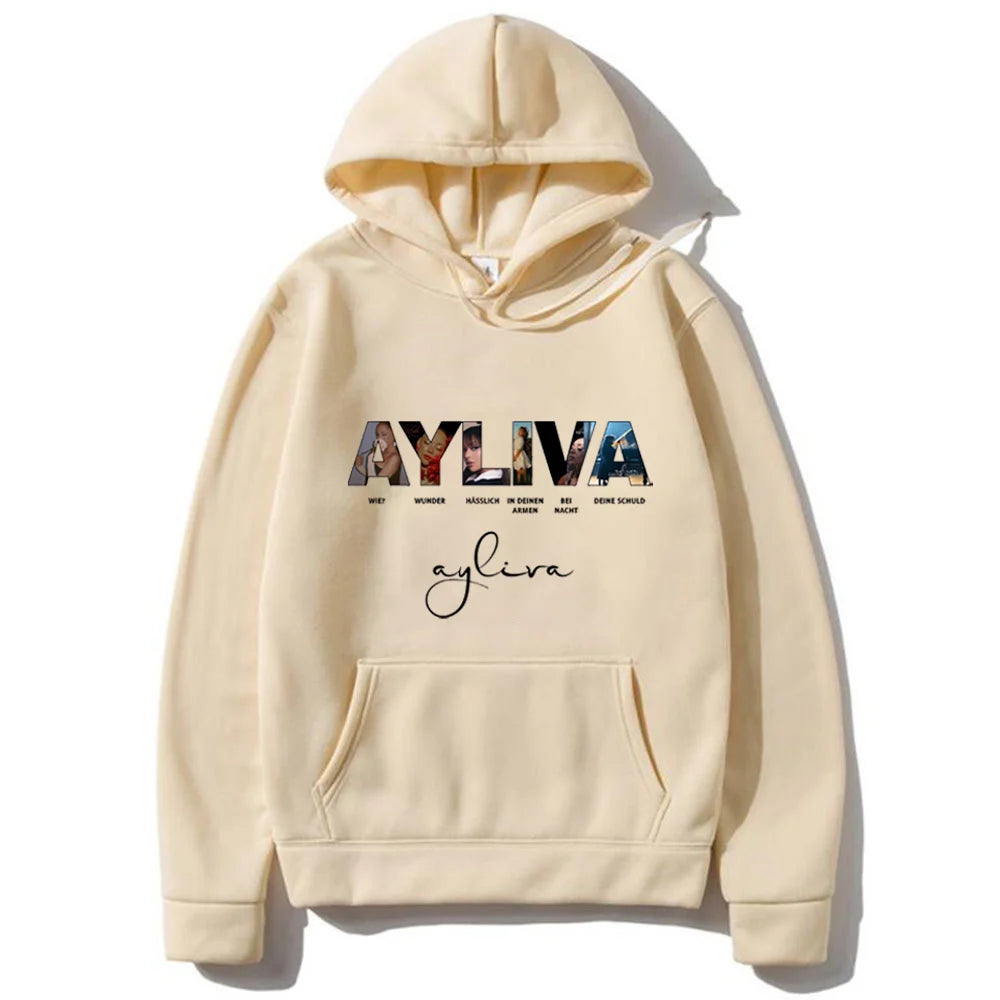 Ayliva Concert Tour 2025, Vintage-bedruckter Kapuzenpullover für Herren und Damen, Streetwear, Fleece-Sweatshirts, modische, langärmlige, übergroße Pullover