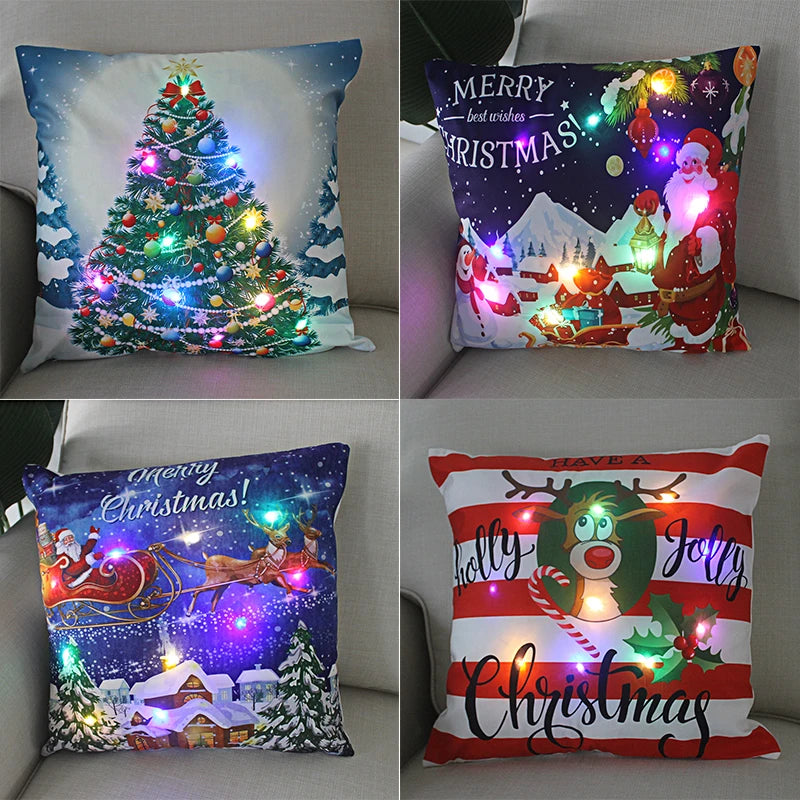 Weihnachtskissen mit LED-Licht – Kissenbezug 45x45 cm