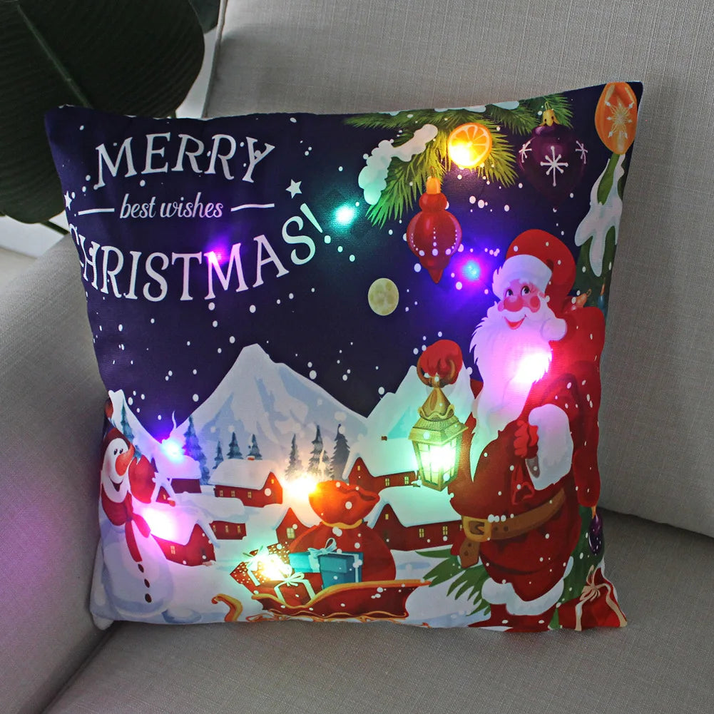 Weihnachtskissen mit LED-Licht – Kissenbezug 45x45 cm