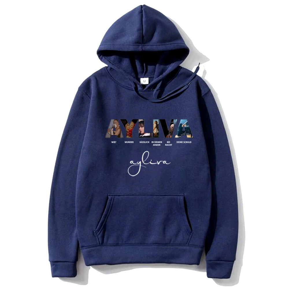 Ayliva Concert Tour 2025, Vintage-bedruckter Kapuzenpullover für Herren und Damen, Streetwear, Fleece-Sweatshirts, modische, langärmlige, übergroße Pullover