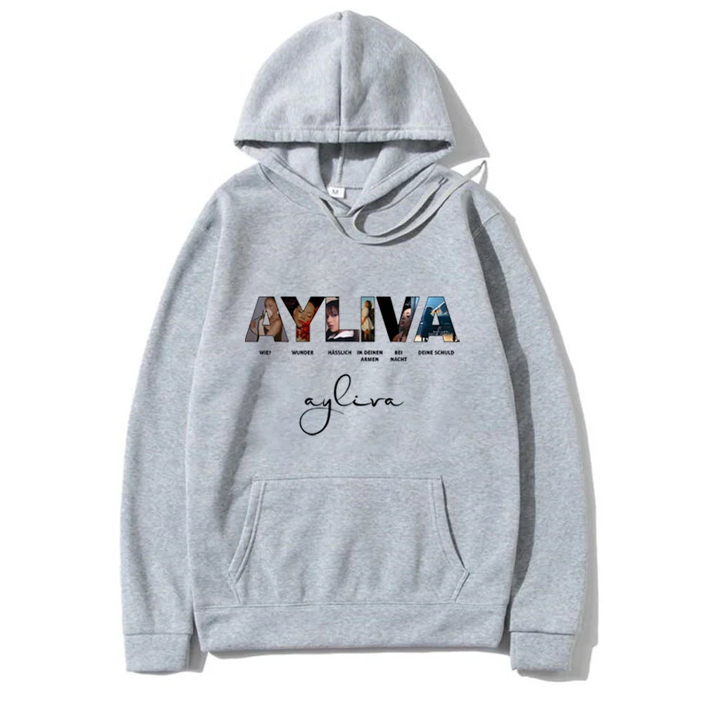 Ayliva Concert Tour 2025, Vintage-bedruckter Kapuzenpullover für Herren und Damen, Streetwear, Fleece-Sweatshirts, modische, langärmlige, übergroße Pullover