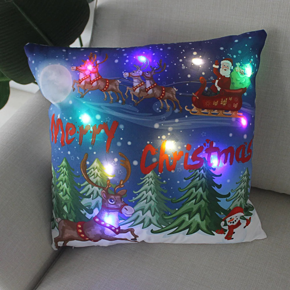 Weihnachtskissen mit LED-Licht – Kissenbezug 45x45 cm