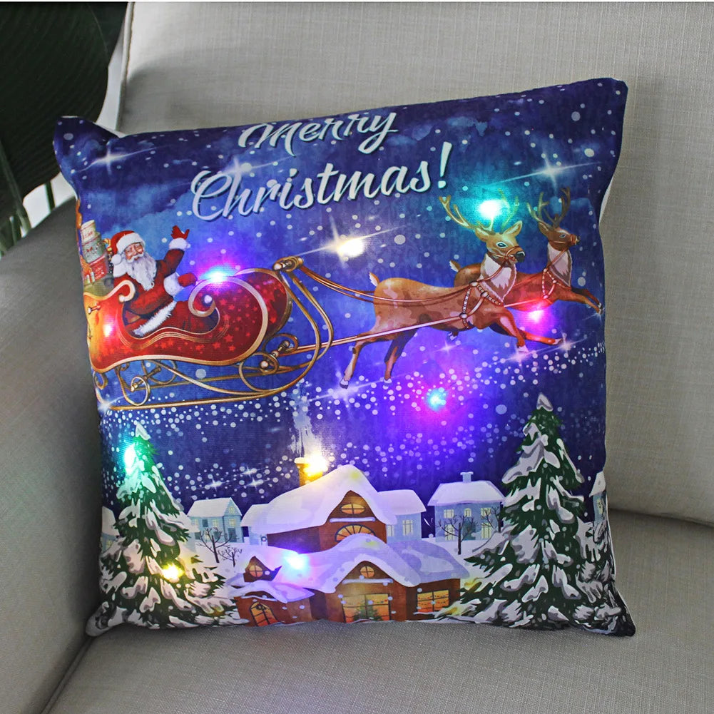 Weihnachtskissen mit LED-Licht – Kissenbezug 45x45 cm