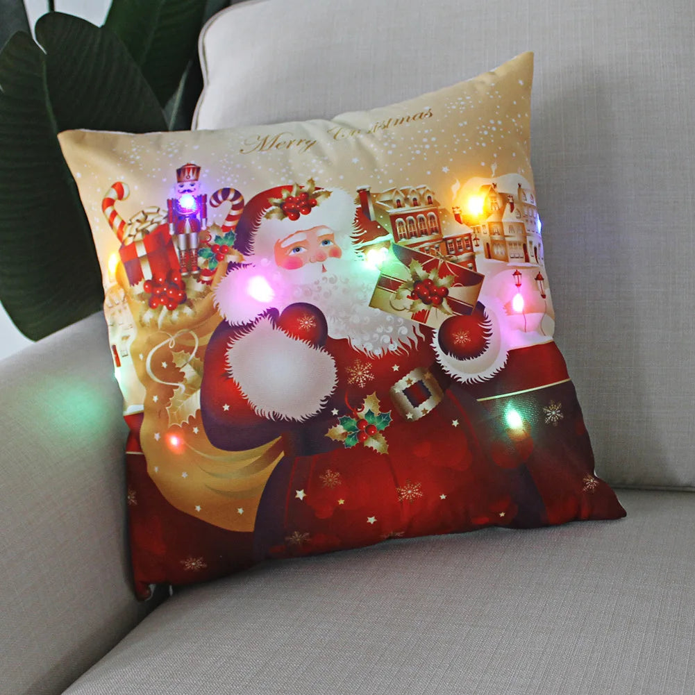 Weihnachtskissen mit LED-Licht – Kissenbezug 45x45 cm