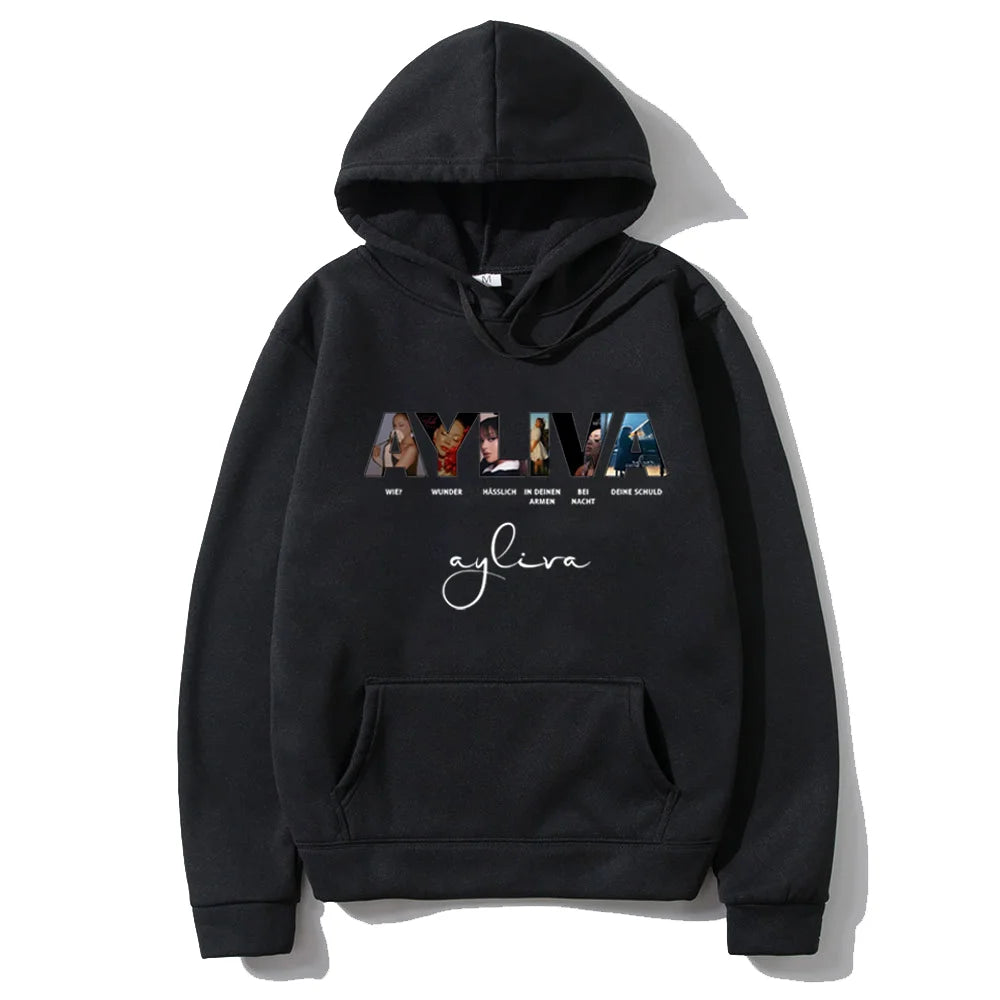 Ayliva Concert Tour 2025, Vintage-bedruckter Kapuzenpullover für Herren und Damen, Streetwear, Fleece-Sweatshirts, modische, langärmlige, übergroße Pullover