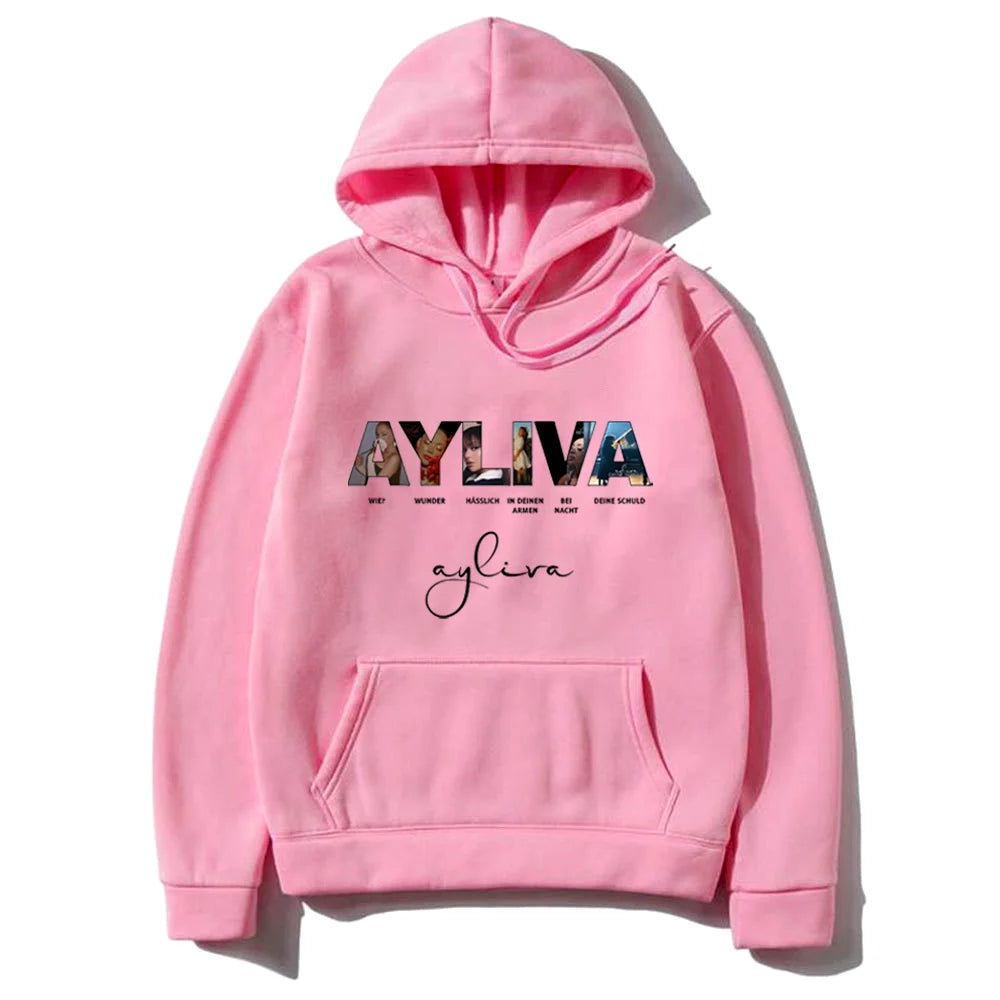 Ayliva Concert Tour 2025, Vintage-bedruckter Kapuzenpullover für Herren und Damen, Streetwear, Fleece-Sweatshirts, modische, langärmlige, übergroße Pullover
