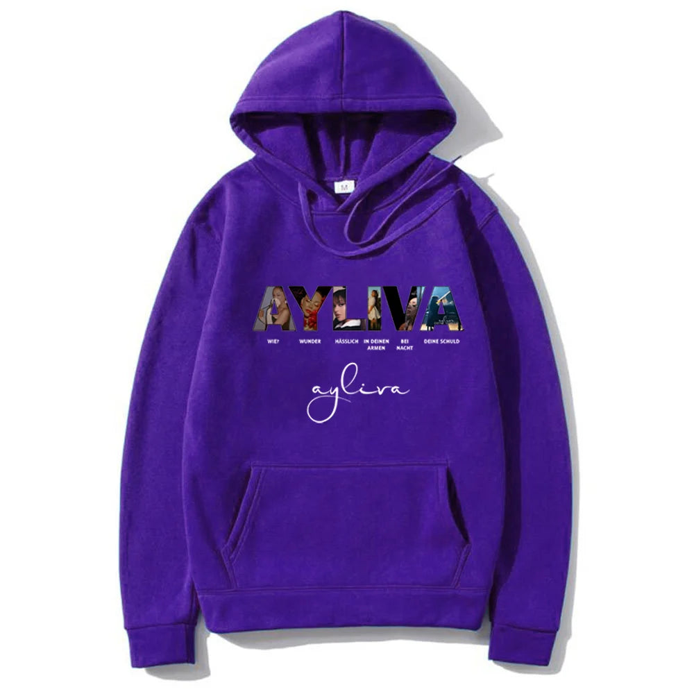 Ayliva Concert Tour 2025, Vintage-bedruckter Kapuzenpullover für Herren und Damen, Streetwear, Fleece-Sweatshirts, modische, langärmlige, übergroße Pullover