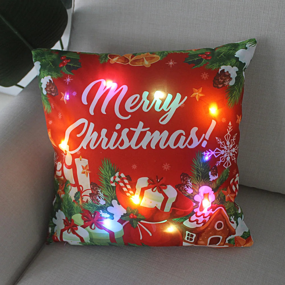 Weihnachtskissen mit LED-Licht – Kissenbezug 45x45 cm