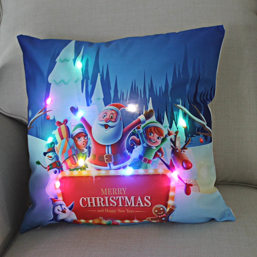 Weihnachtskissen mit LED-Licht – Kissenbezug 45x45 cm