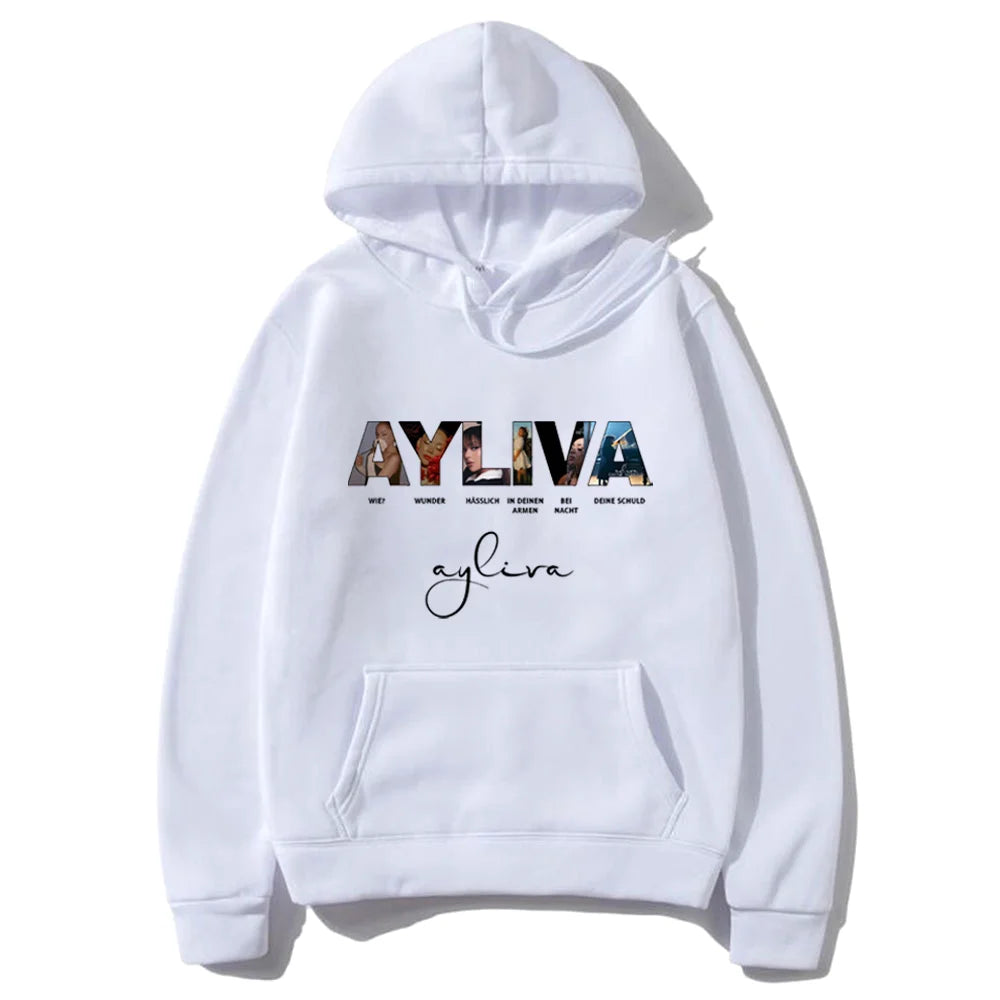 Ayliva Concert Tour 2025, Vintage-bedruckter Kapuzenpullover für Herren und Damen, Streetwear, Fleece-Sweatshirts, modische, langärmlige, übergroße Pullover