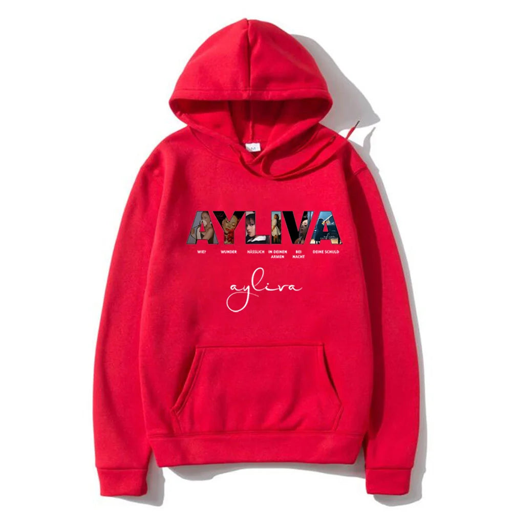 Ayliva Concert Tour 2025, Vintage-bedruckter Kapuzenpullover für Herren und Damen, Streetwear, Fleece-Sweatshirts, modische, langärmlige, übergroße Pullover