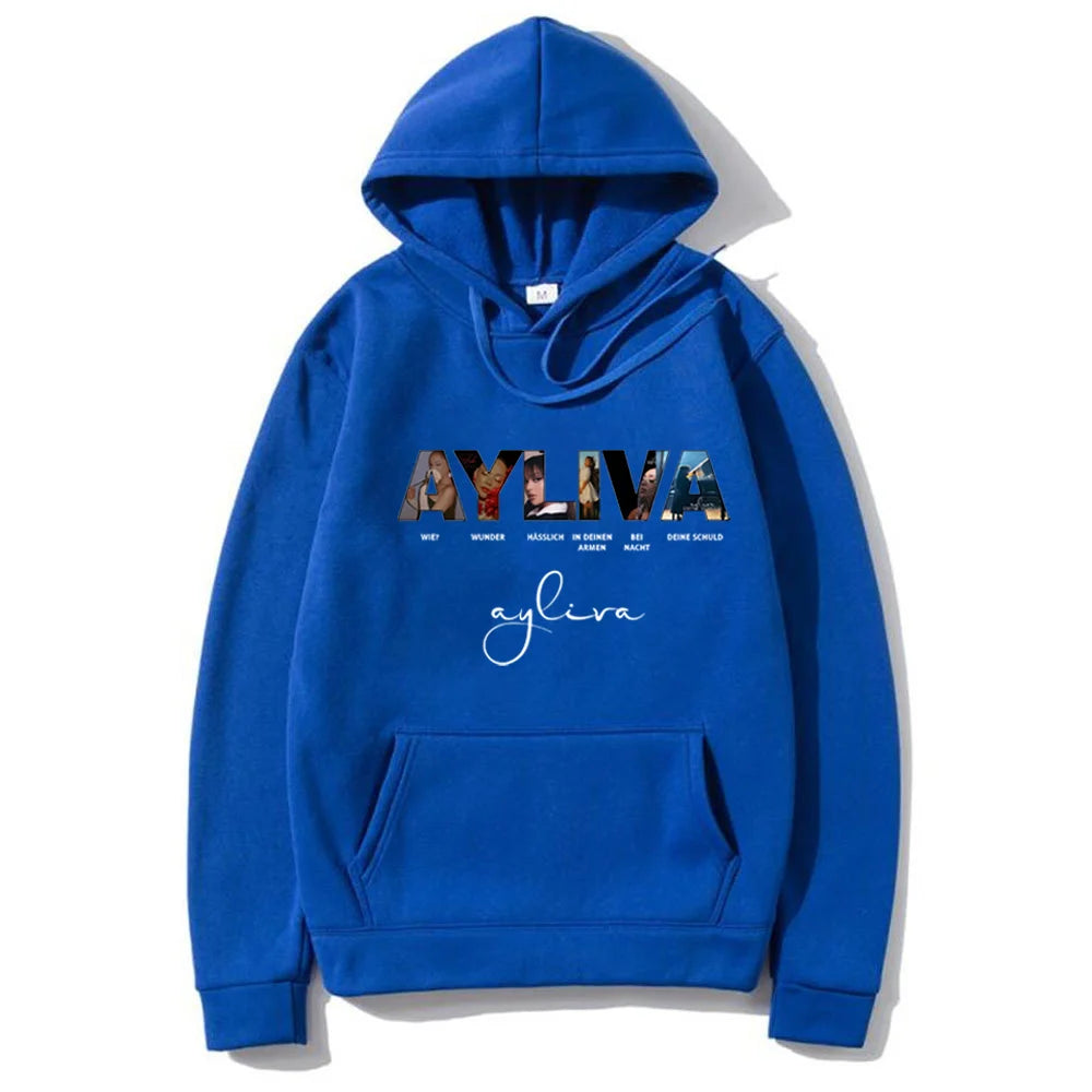 Ayliva Concert Tour 2025, Vintage-bedruckter Kapuzenpullover für Herren und Damen, Streetwear, Fleece-Sweatshirts, modische, langärmlige, übergroße Pullover