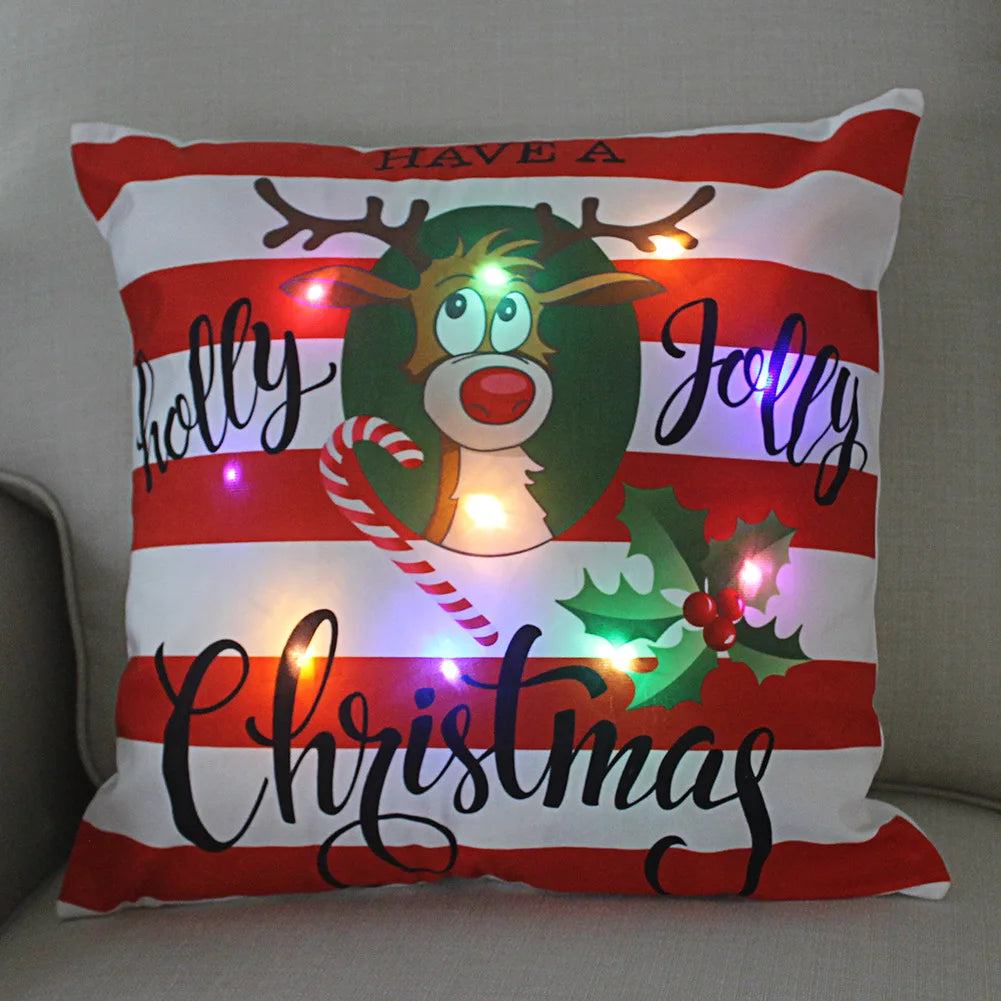 Weihnachtskissen mit LED-Licht – Kissenbezug 45x45 cm
