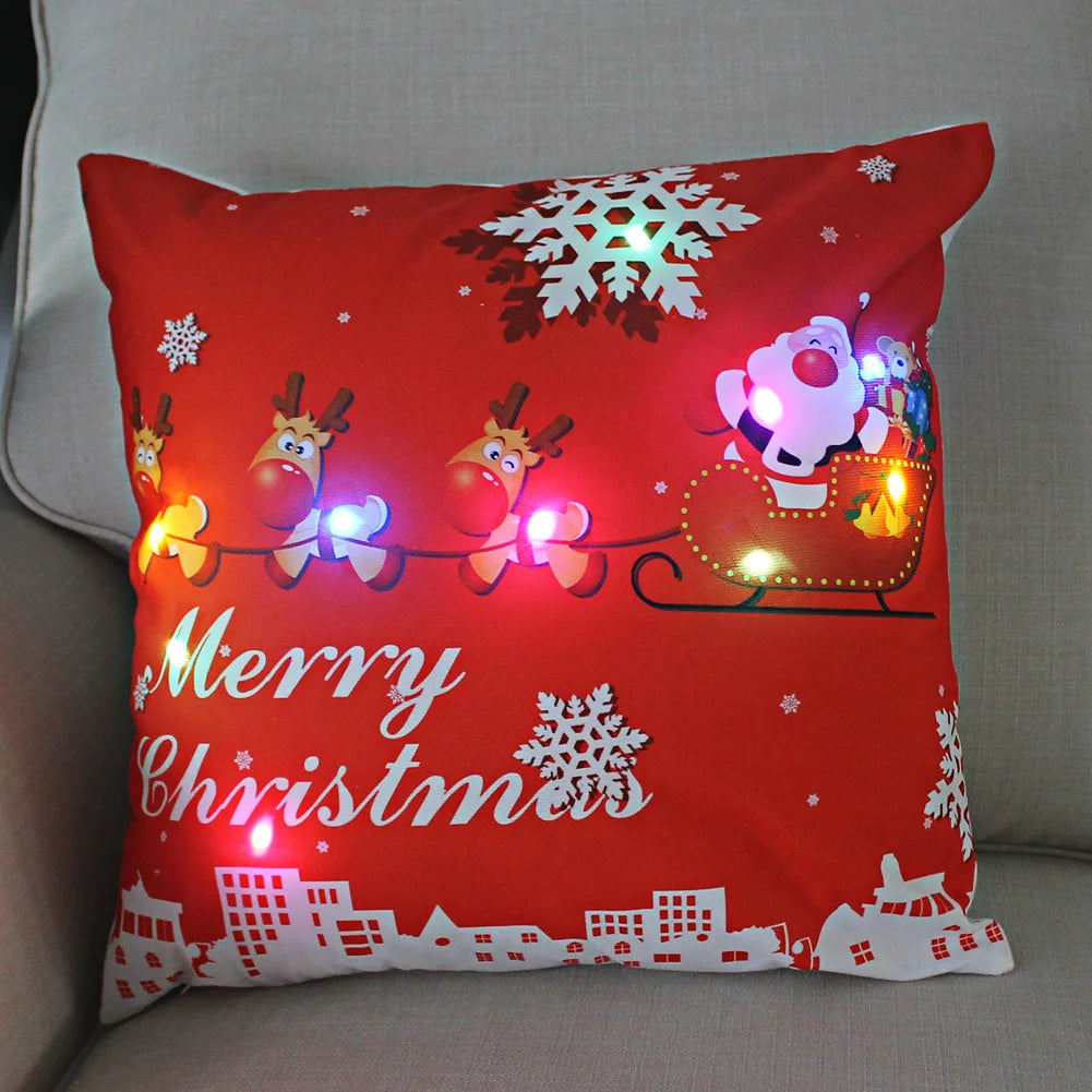 Weihnachtskissen mit LED-Licht – Kissenbezug 45x45 cm