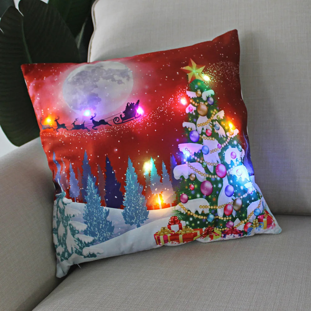 Weihnachtskissen mit LED-Licht – Kissenbezug 45x45 cm