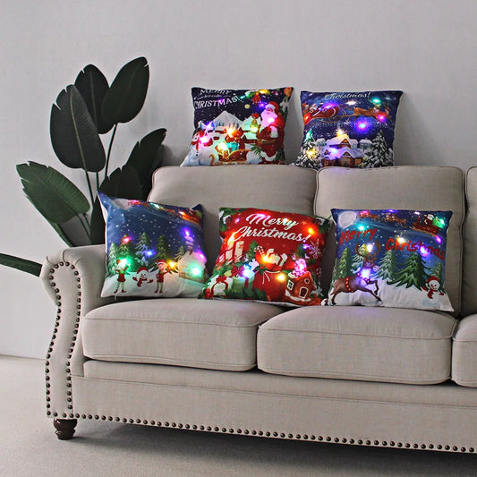 Weihnachtskissen mit LED-Licht – Kissenbezug 45x45 cm