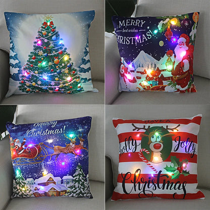 Weihnachtskissen mit LED-Licht – Kissenbezug 45x45 cm