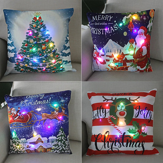Weihnachtskissen mit LED-Licht – Kissenbezug 45x45 cm
